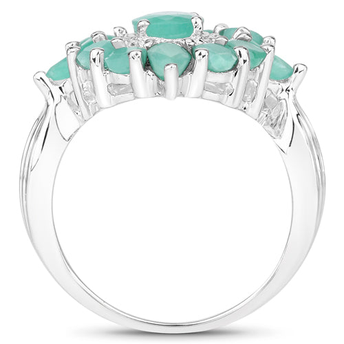 2.37 Carat Genuine Emerald .925 Sterling Silver Ring on sale at MyriadMart