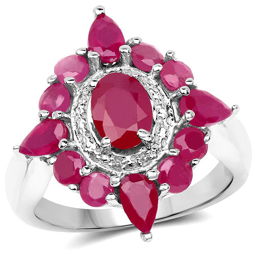 3.04 Carat Glass Filled Ruby .925 Sterling Silver Ring on sale at MyriadMart