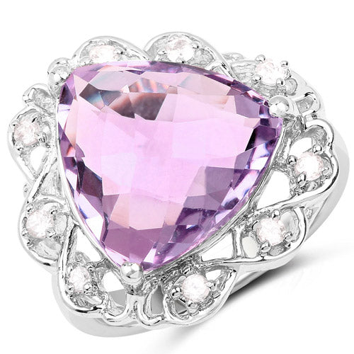 8.86 Carat Genuine Amethyst and White Zircon .925 Sterling Silver Ring on sale at MyriadMart