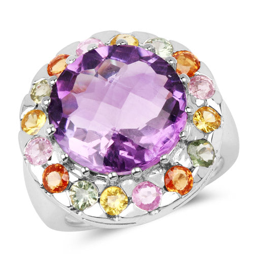 10.16 Carat Genuine Multi Stone .925 Sterling Silver Ring on sale at MyriadMart