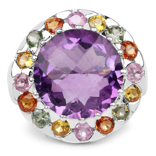 10.16 Carat Genuine Multi Stone .925 Sterling Silver Ring on sale at MyriadMart