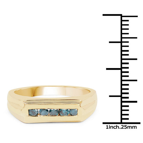 14K Yellow Gold Plated 0.25 Carat Genuine Blue Diamond .925 Sterling Silver Ring on sale at MyriadMart