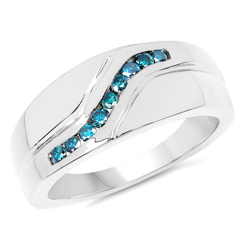 0.27 Carat Genuine Blue Diamond .925 Sterling Silver Ring on sale at MyriadMart