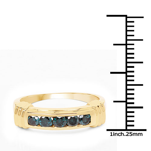14K Yellow Gold Plated 0.50 Carat Genuine Blue Diamond .925 Sterling Silver Ring on sale at MyriadMart