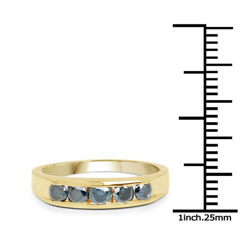 14K Yellow Gold Plated 0.80 Carat Genuine Blue Diamond .925 Sterling Silver Ring on sale at MyriadMart