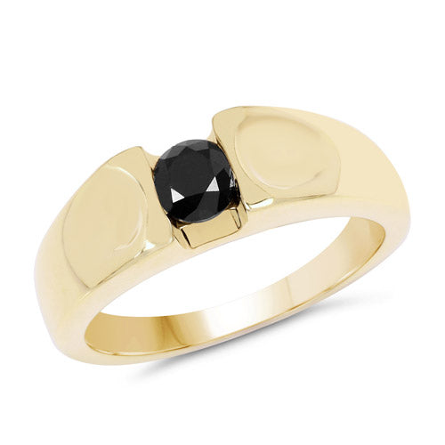 14K Yellow Gold Plated 0.25 Carat Genuine Black Diamond .925 Sterling Silver Ring on sale at MyriadMart