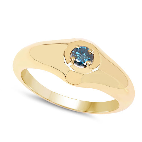14K Yellow Gold Plated 0.20 Carat Genuine Blue Diamond .925 Sterling Silver Ring on sale at MyriadMart
