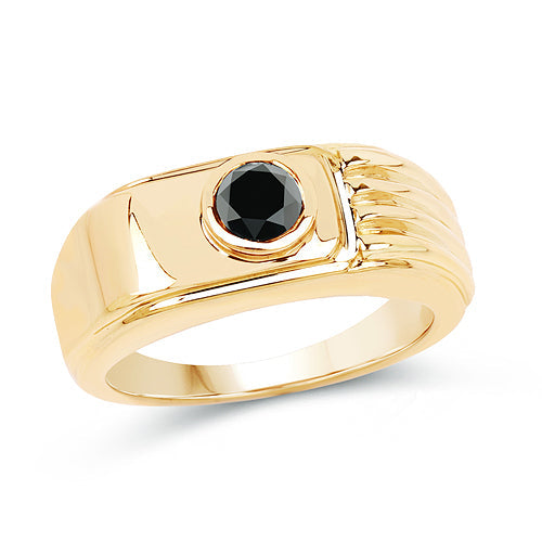 14K Yellow Gold Plated 0.25 Carat Genuine Black Diamond .925 Sterling Silver Ring on sale at MyriadMart