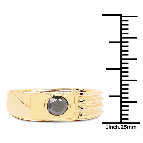 14K Yellow Gold Plated 0.25 Carat Genuine Black Diamond .925 Sterling Silver Ring on sale at MyriadMart