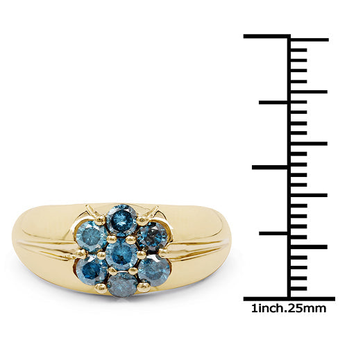 14K Yellow Gold Plated 0.98 Carat Genuine Blue Diamond .925 Sterling Silver Ring on sale at MyriadMart