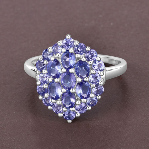 2.31 Carat Genuine Tanzanite .925 Sterling Silver Ring on sale at MyriadMart