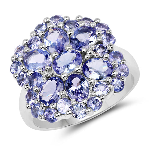 3.91 Carat Genuine Tanzanite .925 Sterling Silver Ring on sale at MyriadMart