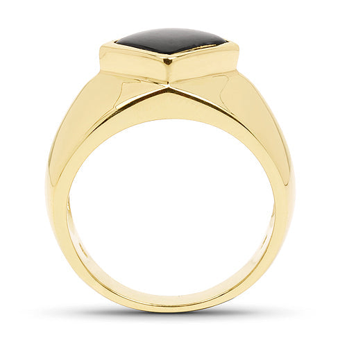 14K Yellow Gold Plated 2.00 Carat Genuine Black Onyx .925 Sterling Silver Ring on sale at MyriadMart