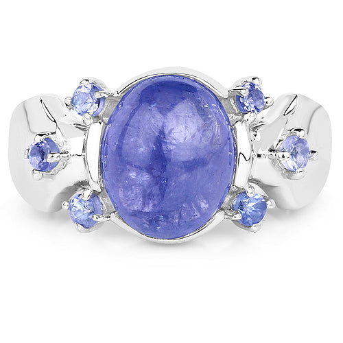 3.76 Carat Genuine Tanzanite .925 Sterling Silver Ring on sale at MyriadMart