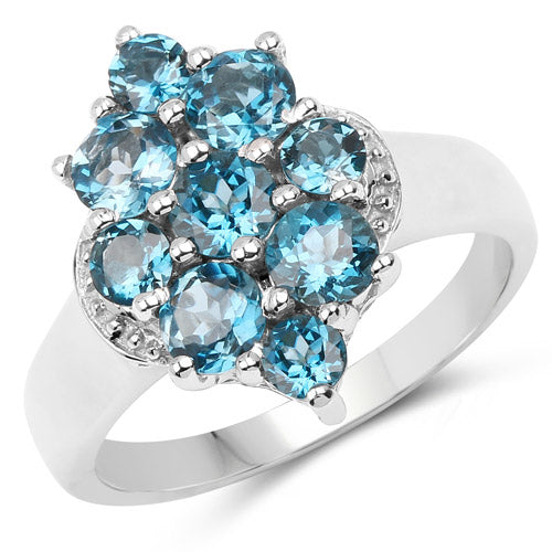 2.16 Carat Genuine London Blue Topaz .925 Sterling Silver Ring on sale at MyriadMart