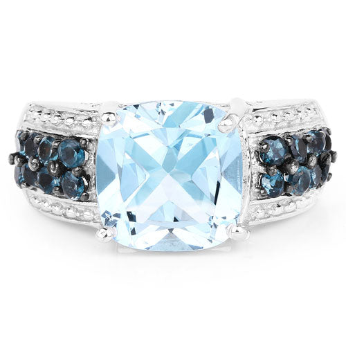 4.98 Carat Genuine Blue Topaz and London Blue Topaz .925 Sterling Silver Ring on sale at MyriadMart