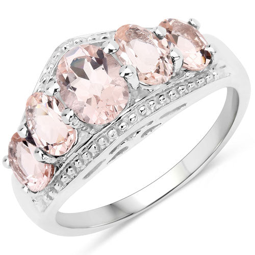 1.96 Carat Genuine Morganite .925 Sterling Silver Ring on sale at MyriadMart