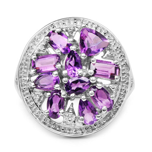 2.76 Carat Genuine Amethyst .925 Sterling Silver Ring on sale at MyriadMart