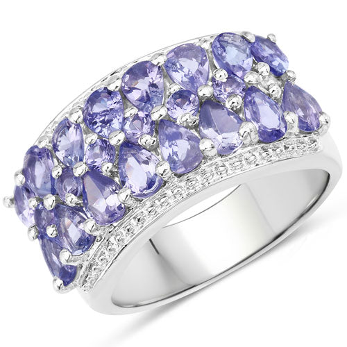 2.59 Carat Genuine Tanzanite .925 Sterling Silver Ring on sale at MyriadMart