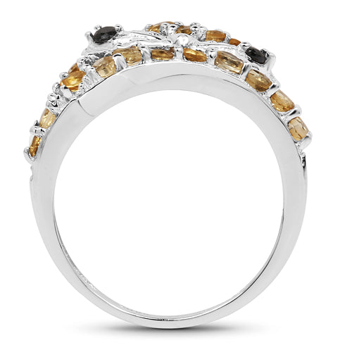 1.00 Carat Genuine Citrine & Black Spinel .925 Sterling Silver Ring on sale at MyriadMart