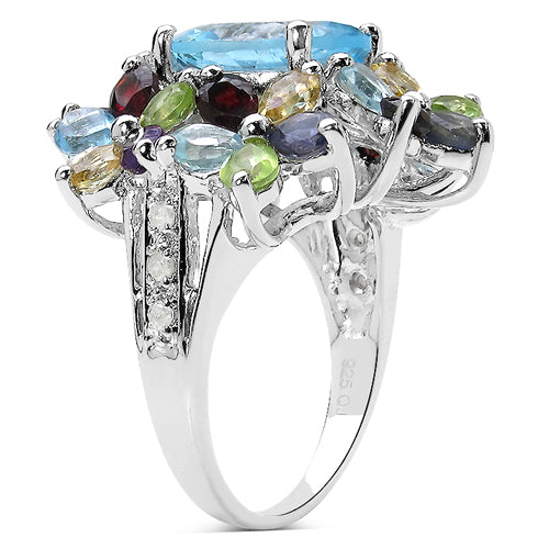 10.34 Carat Genuine Multi Stone .925 Sterling Silver Ring on sale at MyriadMart
