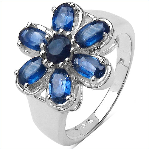 2.43 Carat Genuine Blue Sapphire .925 Sterling Silver Ring on sale at MyriadMart