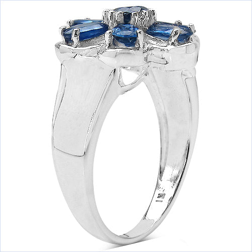 2.43 Carat Genuine Blue Sapphire .925 Sterling Silver Ring on sale at MyriadMart