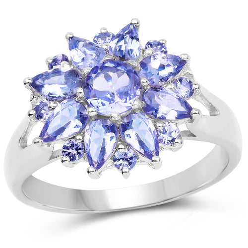 2.43 Carat Genuine Tanzanite .925 Sterling Silver Ring on sale at MyriadMart
