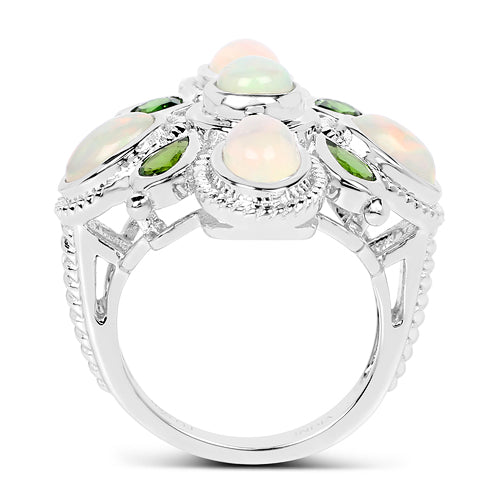 2.97 Carat Genuine Ethiopian Opal And Chrome Diopside .925 Sterling Silver Ring on sale at MyriadMart