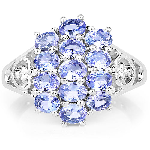 2.21 Carat Genuine Tanzanite .925 Sterling Silver Ring on sale at MyriadMart