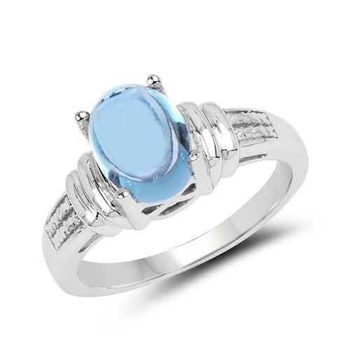 2.10 Carat Genuine Swiss Blue Topaz .925 Sterling Silver Ring on sale at MyriadMart