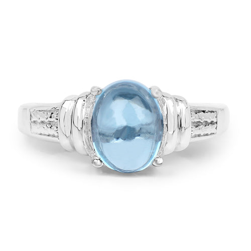 2.10 Carat Genuine Swiss Blue Topaz .925 Sterling Silver Ring on sale at MyriadMart