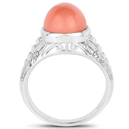 6.00 Carat Genuine Peach Moonstone .925 Sterling Silver Ring on sale at MyriadMart