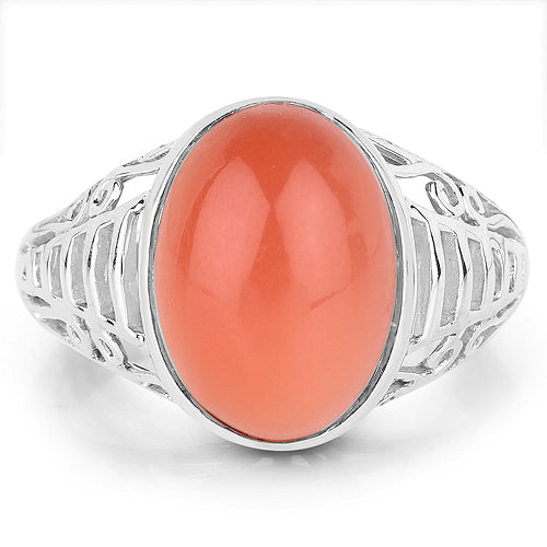 6.00 Carat Genuine Peach Moonstone .925 Sterling Silver Ring on sale at MyriadMart