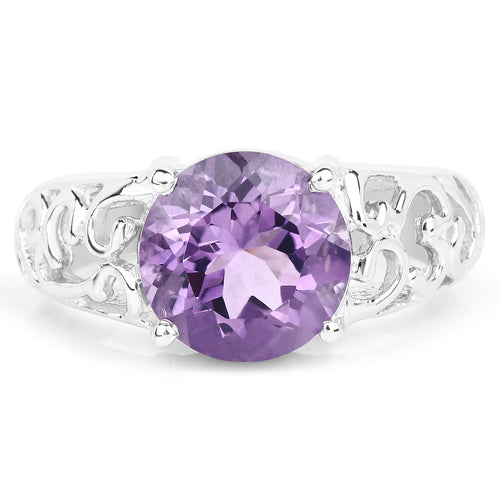 3.30 Carat Genuine Amethyst .925 Sterling Silver Ring on sale at MyriadMart