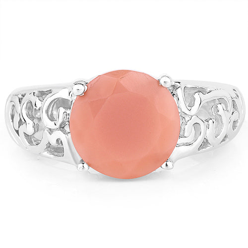3.30 Carat Genuine Peach Moonstone .925 Sterling Silver Ring on sale at MyriadMart