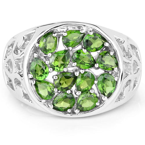 2.21 Carat Genuine Chrome Diopside .925 Sterling Silver Ring on sale at MyriadMart
