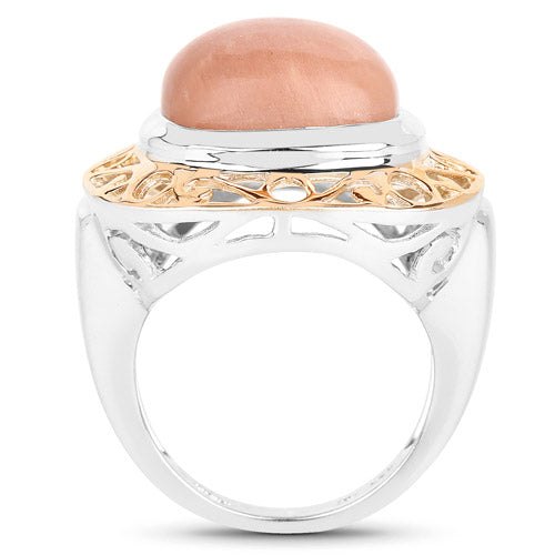 Two Tone Plated 12.80 Carat Genuine Moonstone .925 Sterling Silver Ring on sale at MyriadMart