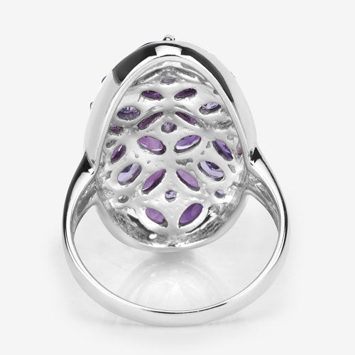 3.13 Carat Genuine Amethyst, Tanzanite and White Topaz .925 Sterling Silver Ring on sale at MyriadMart