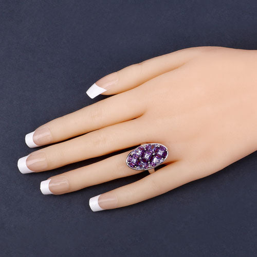 3.13 Carat Genuine Amethyst, Tanzanite and White Topaz .925 Sterling Silver Ring on sale at MyriadMart