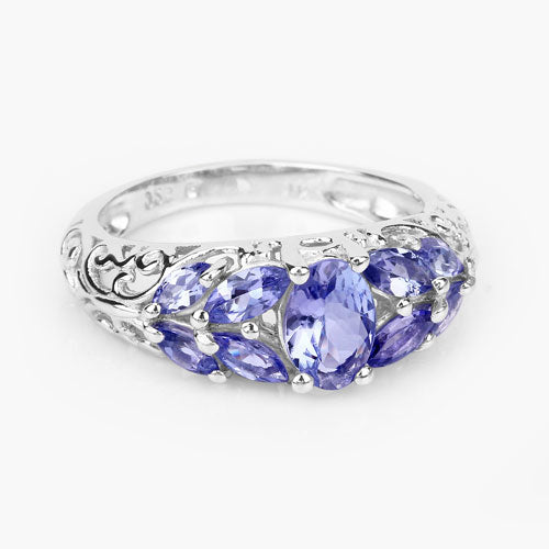 1.63 Carat Genuine Tanzanite .925 Sterling Silver Ring on sale at MyriadMart