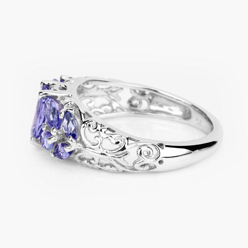 1.63 Carat Genuine Tanzanite .925 Sterling Silver Ring on sale at MyriadMart
