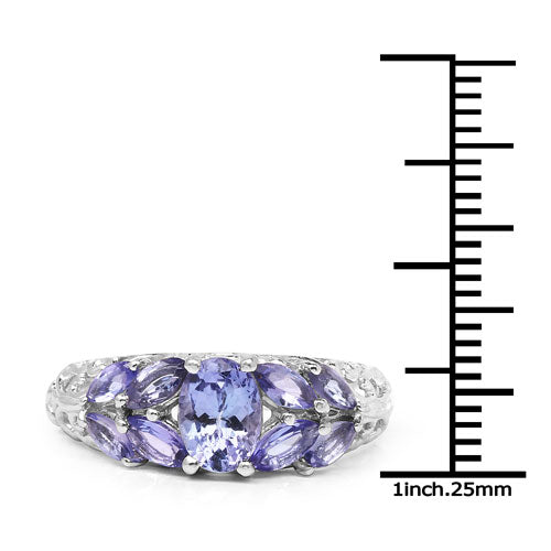 1.63 Carat Genuine Tanzanite .925 Sterling Silver Ring on sale at MyriadMart