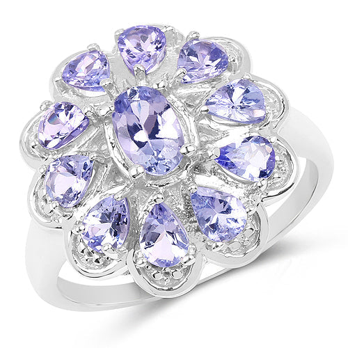 1.84 Carat Genuine Tanzanite .925 Sterling Silver Ring on sale at MyriadMart