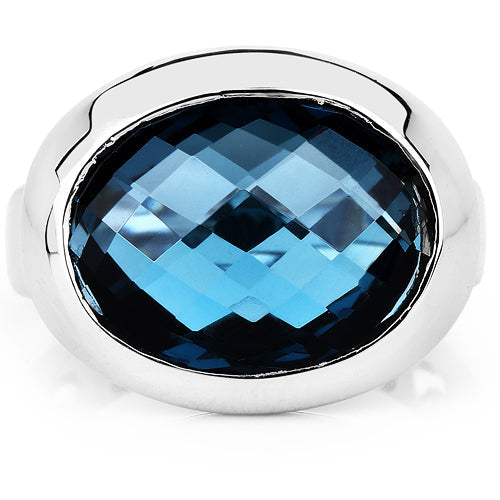 10.25 Carat Genuine London Blue Topaz .925 Sterling Silver Ring on sale at MyriadMart