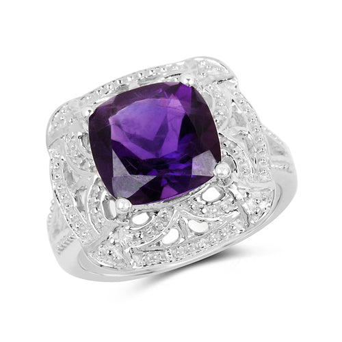 4.35 Carat Genuine Amethyst .925 Sterling Silver Ring on sale at MyriadMart