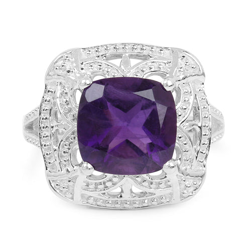 4.35 Carat Genuine Amethyst .925 Sterling Silver Ring on sale at MyriadMart