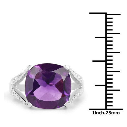 5.99 Carat Genuine Amethyst and White Topaz .925 Sterling Silver Ring on sale at MyriadMart