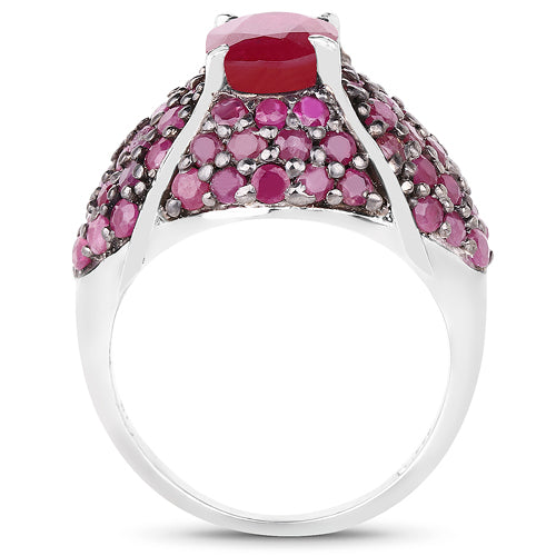5.15 Carat Genuine Glass Filled Ruby & Ruby .925 Sterling Silver Ring on sale at MyriadMart