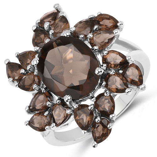 5.69 Carat Genuine Smoky Quartz .925 Sterling Silver Ring on sale at MyriadMart